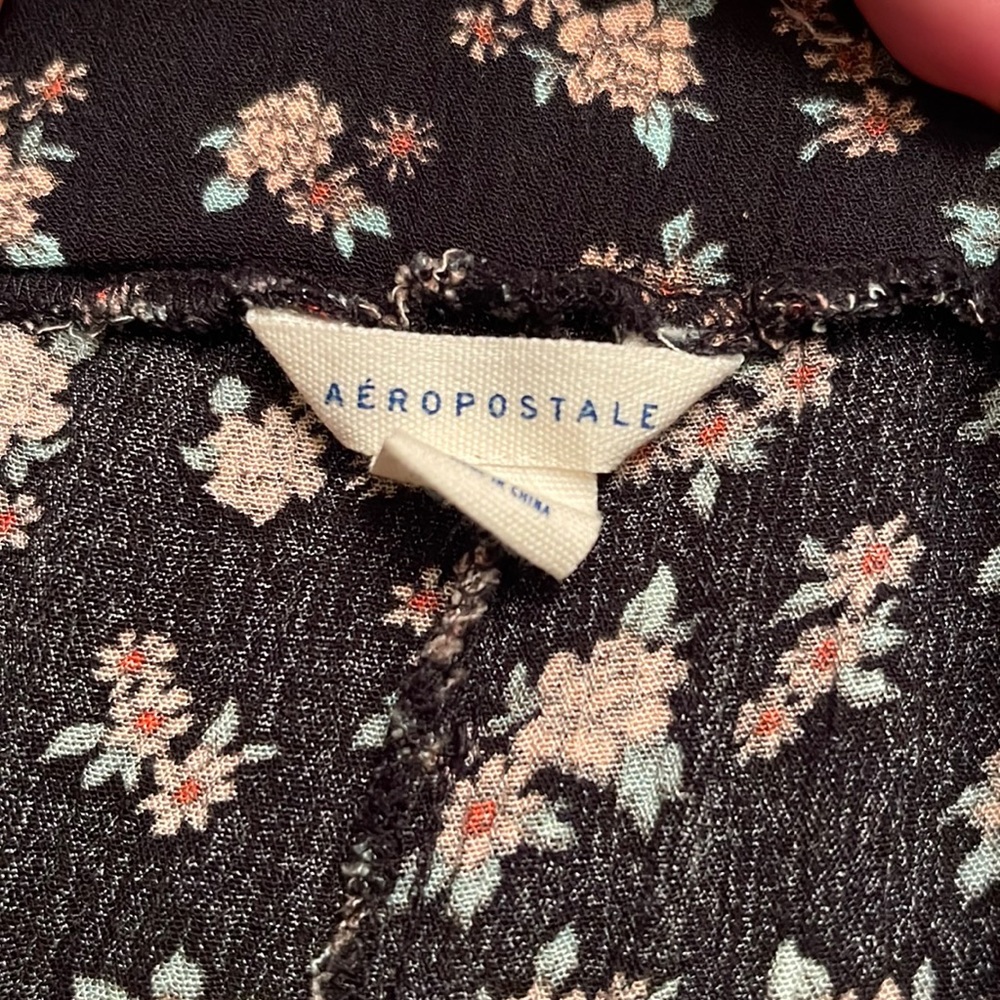 Two Piece Aeropostale Pant Set stretch Pink Floral/Black